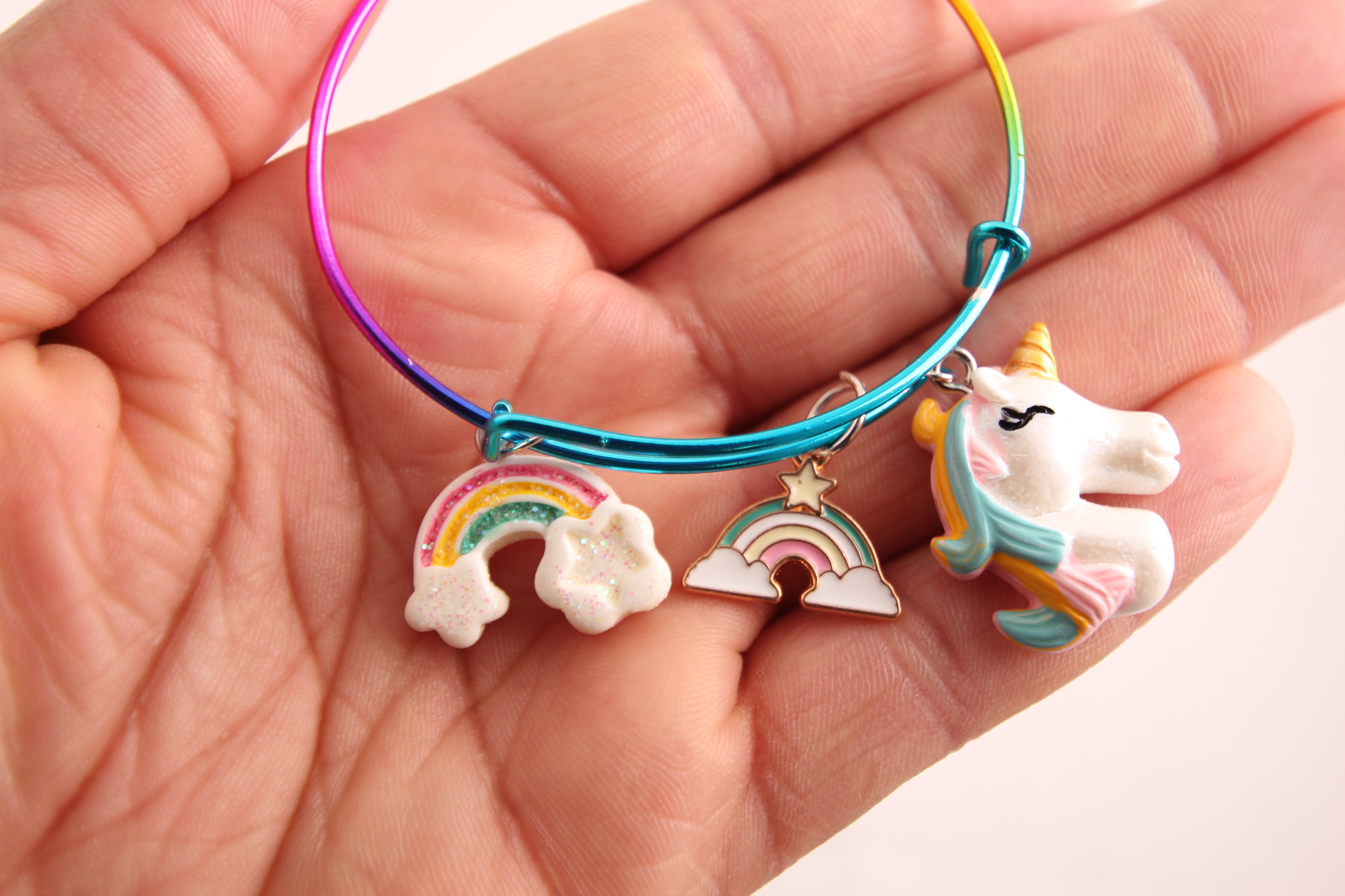 Unicorn and Rainbow Bangle Bracelets